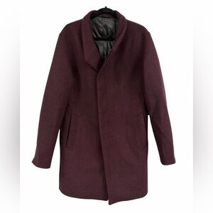 Jack & Jones Deep Burgundy Wool blend pea Coat